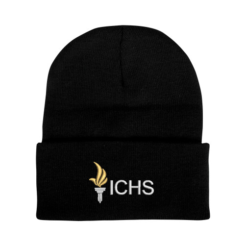  Black Knit Beanie w/Cuff - Embroidery Logo