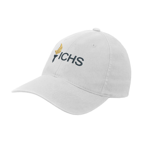  White Flexfit Structured Low Profile Hat - Embroidery Logo