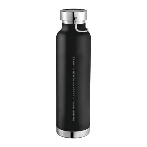  Thor Copper Vacuum Insulated Black Bottle 22oz - School Name Flat Wordmark Engraved