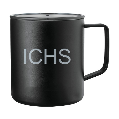  Rover Camp Vacuum Insulated Black Mug 14oz - ICHS Flat Wordmark Engraved