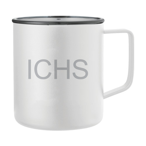  Rover Camp Vacuum Insulated White Mug 14oz - ICHS Flat Wordmark Engraved