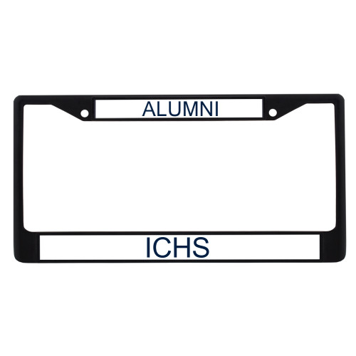  Alumni Metal License Plate Frame in Black - ICHS Flat Wordmark