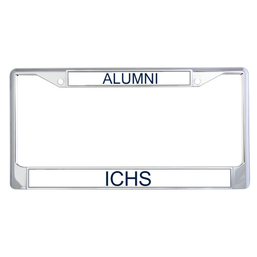  Alumni Metal License Plate Frame in Chrome - ICHS Flat Wordmark