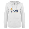 Thumbnail image for  ENZA Womens White V Notch Raw Edge Fleece Hoodie