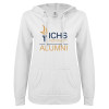 Thumbnail image for  ENZA Womens White V Notch Raw Edge Fleece Hoodie