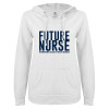 Thumbnail image for  ENZA Womens White V Notch Raw Edge Fleece Hoodie