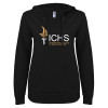 Thumbnail image for  ENZA Womens Black V Notch Raw Edge Fleece Hoodie