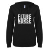 Thumbnail image for  ENZA Womens Black V Notch Raw Edge Fleece Hoodie