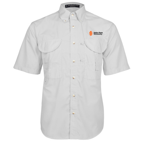  White Fishing Shirt Performance Short Sleeve - Institutional Mark