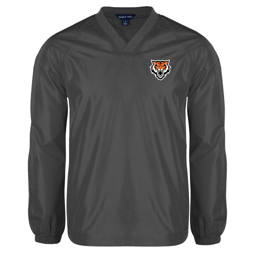  Charcoal V Neck Raglan Windshirt - Primary Athletics Mark