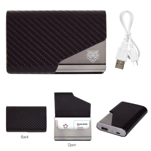  UL Listed Two in One Zeus Power Bank w/ Card Holder - Primary Athletics Mark Engraved