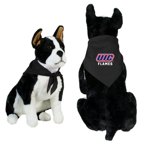  Black Pet Bandana - UIC Flames Vertical