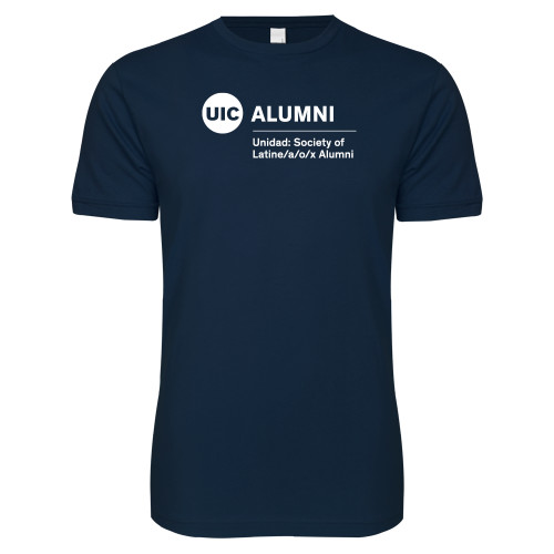 Next Level Navy SoftStyle T Shirt - Unidad Society of Latine-a-o-x Alumni - UIC