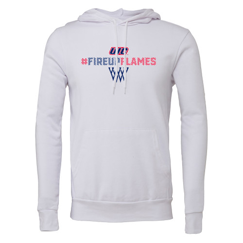  Bella + Canvas White Fleece Hood - Hashtag with Basketball Net