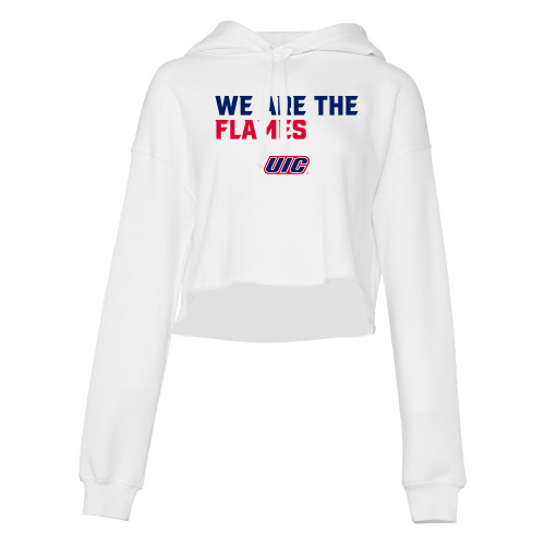 UIC Bella + Canvas Womens White Cropped Fleece Hood