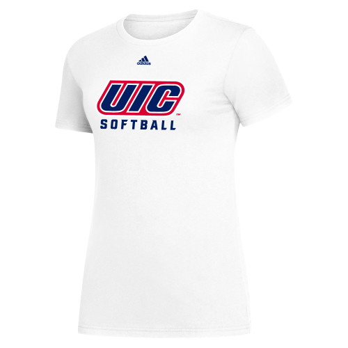 Adidas Womens White Fresh Tee - UIC Softball Adidas