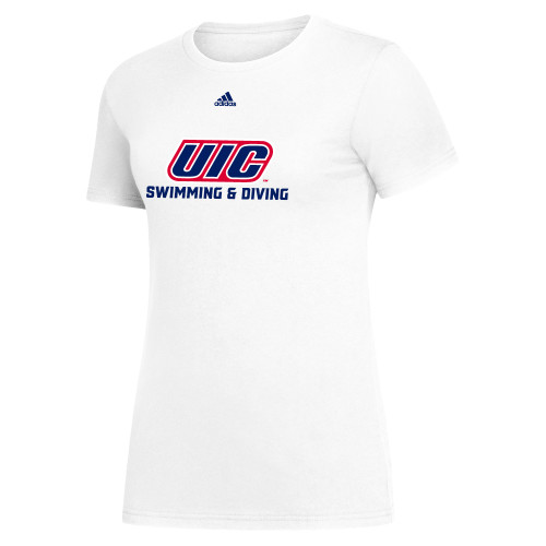  Adidas Womens White Fresh Tee - UIC Swimming and Diving Adidas
