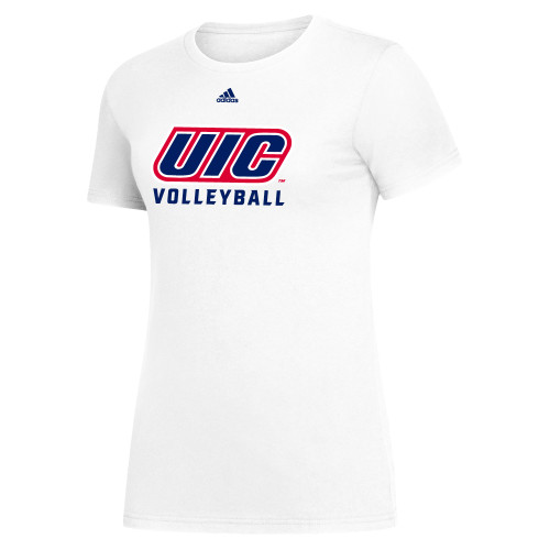 Adidas Womens White Fresh Tee - UIC Volleyball Adidas