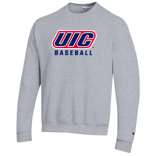  Champion Heather Grey Fleece Crew - UIC Baseball