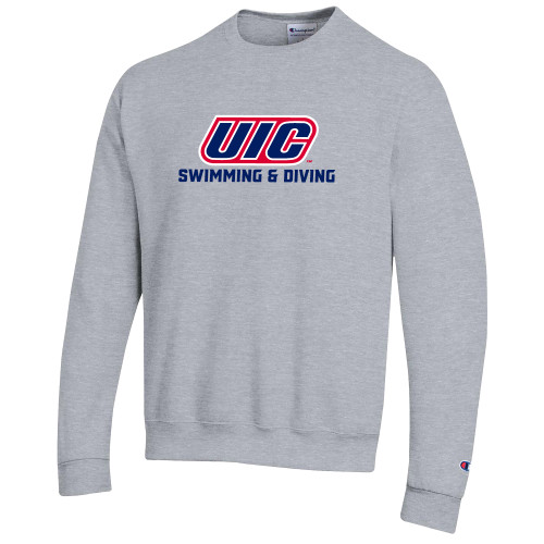  Champion Heather Grey Fleece Crew - UIC Swimming and Diving