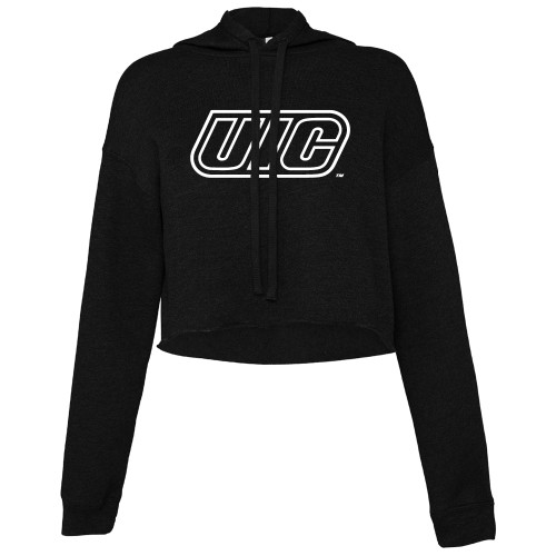  Bella + Canvas Womens Black Cropped Fleece Hood - UIC