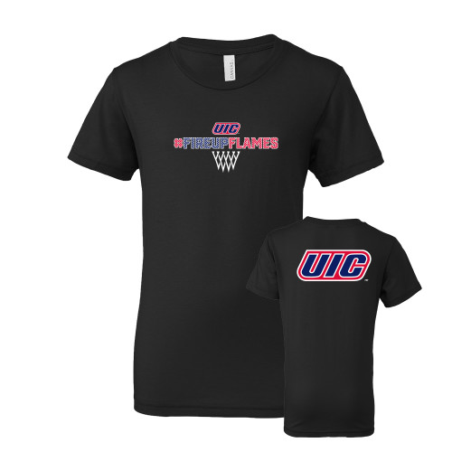  Bella + Canvas Youth Black Jersey T Shirt - Hashtag with Basketball Net