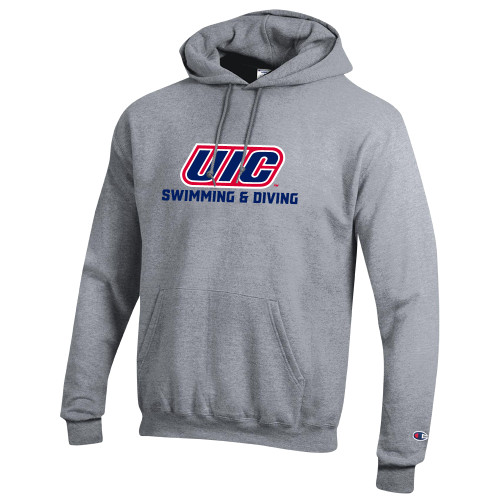  Champion Heather Grey Fleece Hoodie - UIC Swimming and Diving