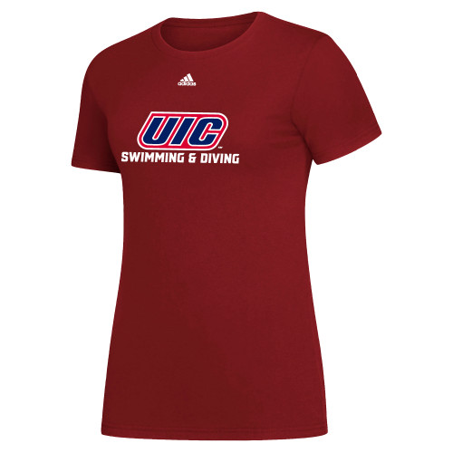  Adidas Womens Victory Red Fresh Tee - UIC Swimming and Diving Adidas
