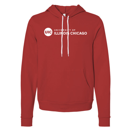  Bella + Canvas Red Fleece Hood - UIC Primary Institutional Mark