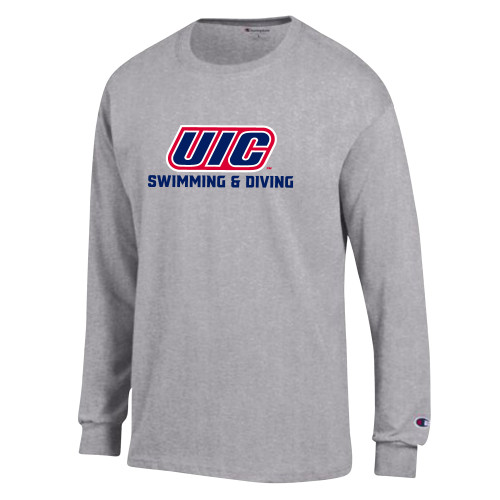  Champion Oxford Grey Long Sleeve T Shirt - UIC Swimming and Diving