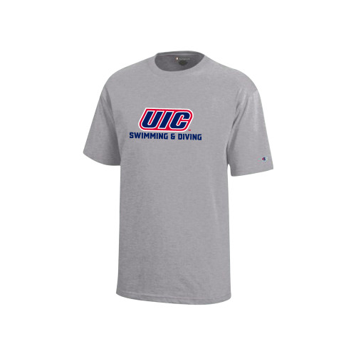  Champion Youth Grey Short Sleeve Tee - UIC Swimming and Diving