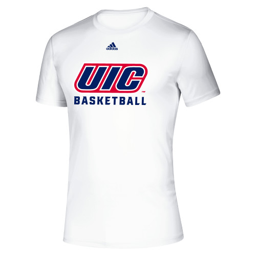  Adidas White Pregame Performance Tee - UIC Basketball Adidas