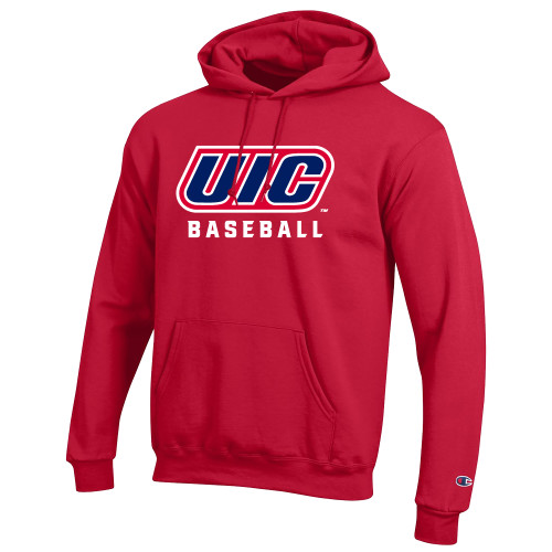  Champion Scarlet Red Fleece Hoodie - UIC Baseball
