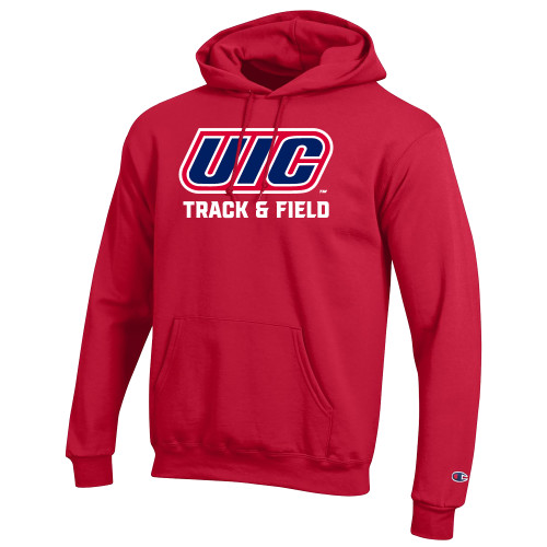  Champion Scarlet Red Fleece Hoodie - UIC Track and Field