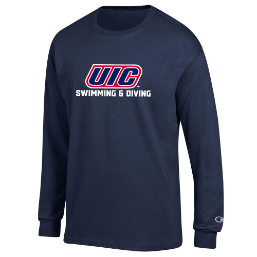  Champion Navy Long Sleeve T Shirt - UIC Swimming and Diving
