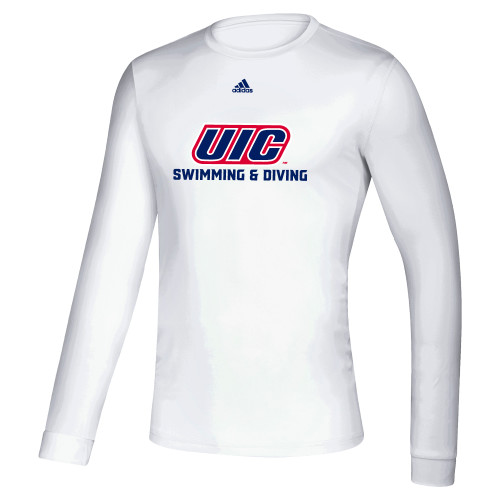  Adidas White Creator Performance Long Sleeve Tee - UIC Swimming and Diving Adidas