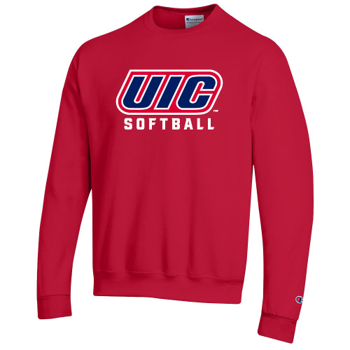  Champion Scarlet Red Fleece Crew - UIC Softball