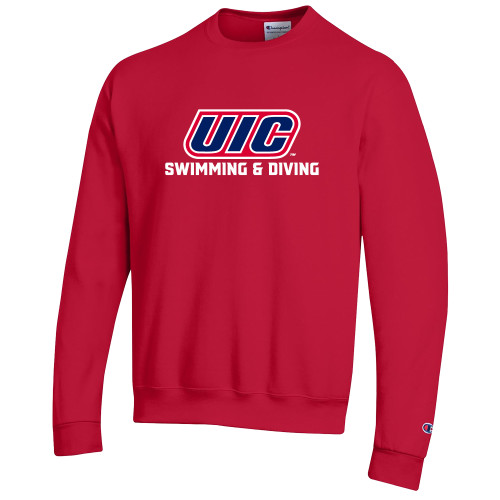  Champion Scarlet Red Fleece Crew - UIC Swimming and Diving