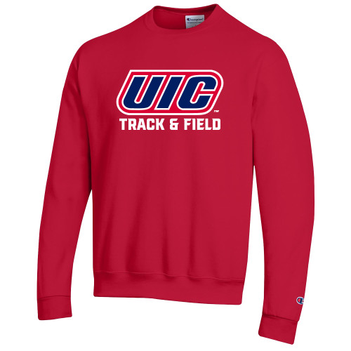  Champion Scarlet Red Fleece Crew - UIC Track and Field
