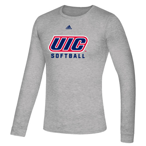  Adidas Medium Grey Heather Creator Performance Long Sleeve Tee - UIC Softball Adidas