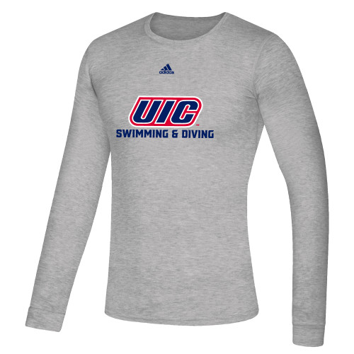  Adidas Medium Grey Heather Creator Performance Long Sleeve Tee - UIC Swimming and Diving Adidas