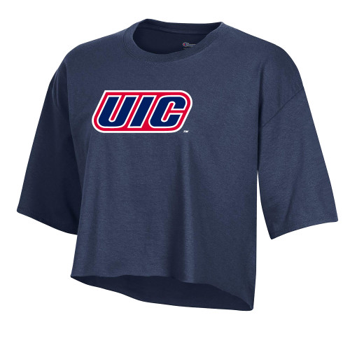  Champion Womens Navy Crop Tee - UIC
