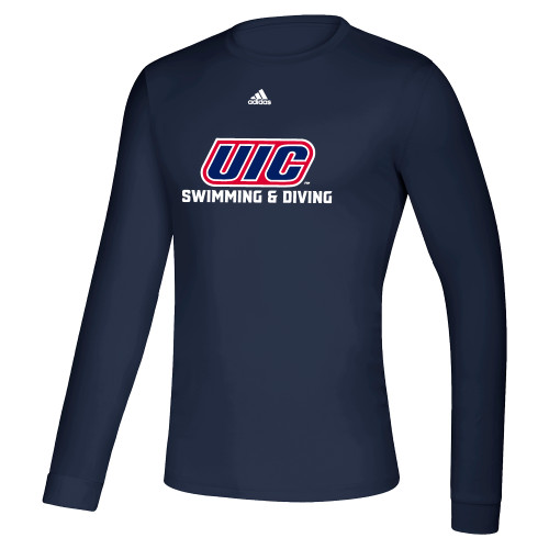  Adidas Navy Creator Performance Long Sleeve Tee - UIC Swimming and Diving Adidas