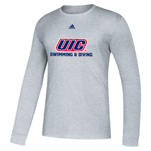  Adidas Medium Grey Heather Fresh Long Sleeve Tee - UIC Swimming and Diving Adidas