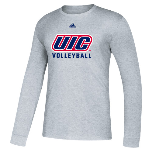  Adidas Medium Grey Heather Fresh Long Sleeve Tee - UIC Volleyball Adidas