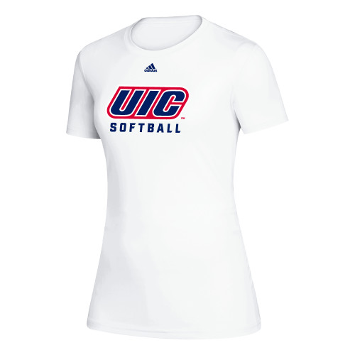  Adidas Womens White Creator Performance Tee - UIC Softball Adidas