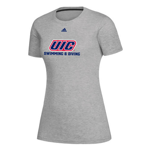  Adidas Womens Medium Heather Grey Creator Performance  Tee - UIC Swimming and Diving Adidas