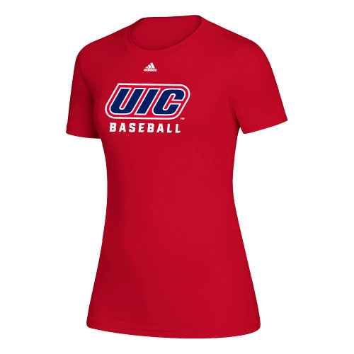  Adidas Womens Red Creator Performance Tee - UIC Baseball Adidas