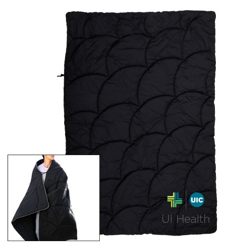  Black Wearable Camping Blanket - UIC - UI Health Stacked