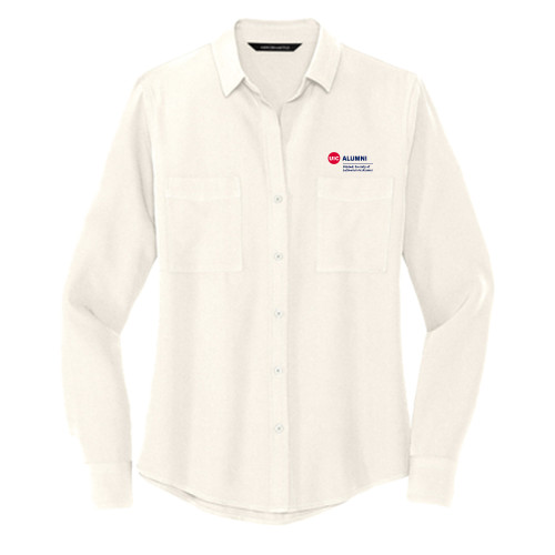  Mercer + Mettle Womens Ivory Crepe Long Sleeve Camp Blouse - Unidad Society of Latine-a-o-x Alumni - UIC